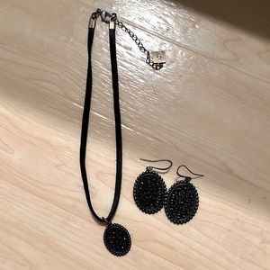 Black Pink Panache set with leather choker